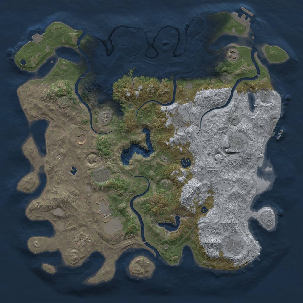 Rust Map: Procedural Map, Size: 4390, Seed: 635619113, 16 Monuments