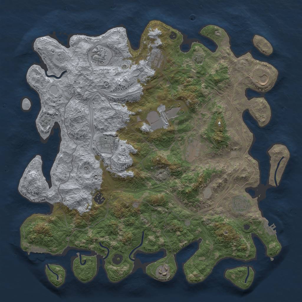 Rust Map: Procedural Map, Size: 4250, Seed: 873770067, 18 Monuments
