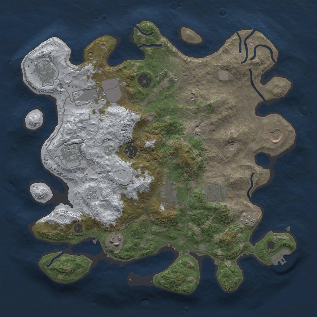 Rust Map: Procedural Map, Size: 3500, Seed: 12345678, 18 Monuments