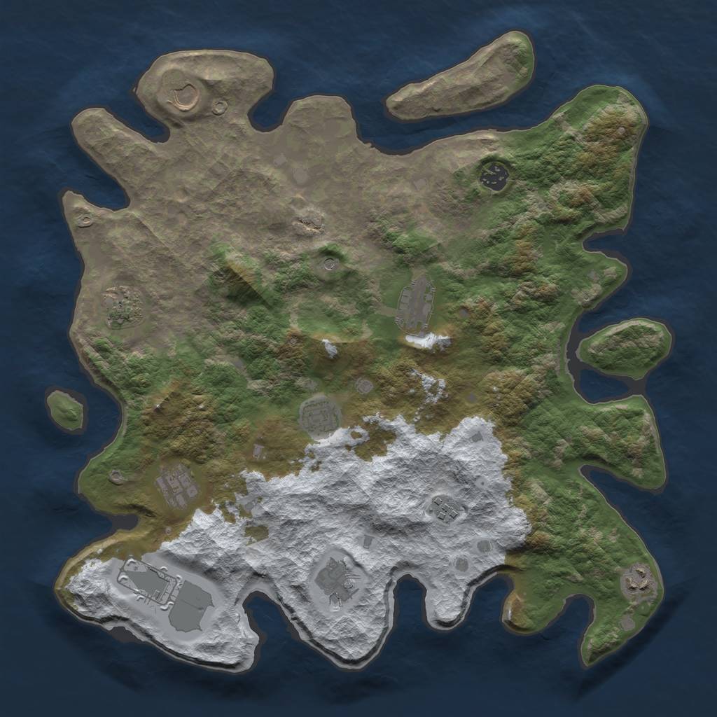 Rust Map: Barren, Size: 4000, Seed: 1595263482, 13 Monuments