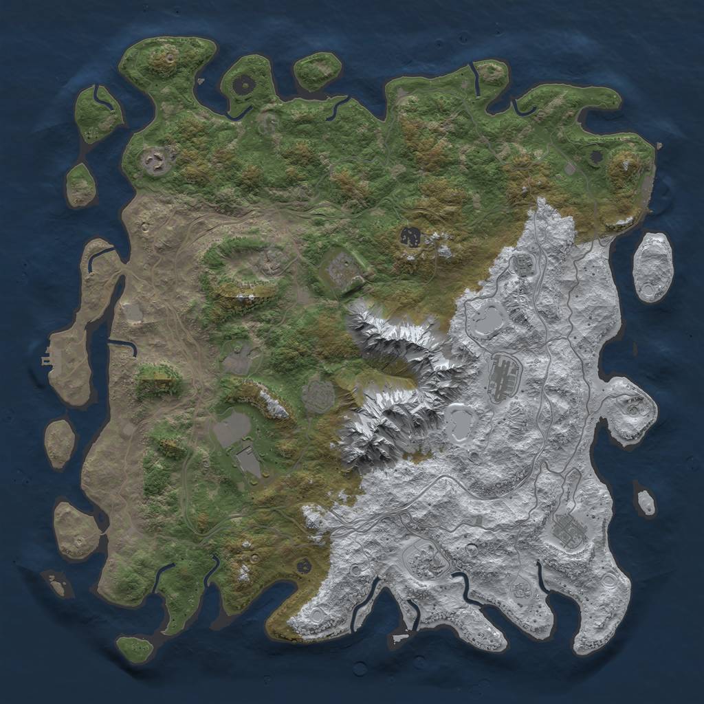 Rust Map: Procedural Map, Size: 5000, Seed: 555181125, 19 Monuments