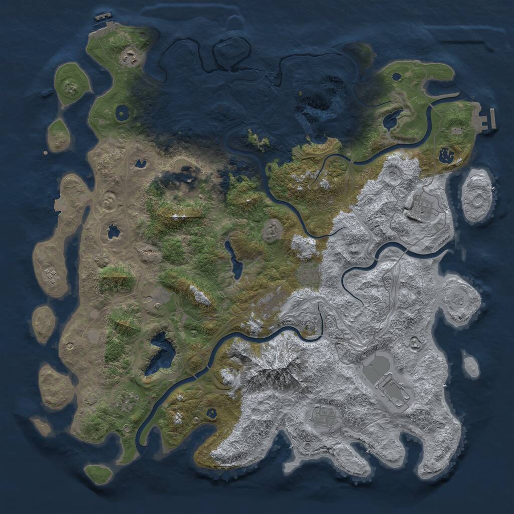 Rust Map: Procedural Map, Size: 5000, Seed: 555181125, 17 Monuments