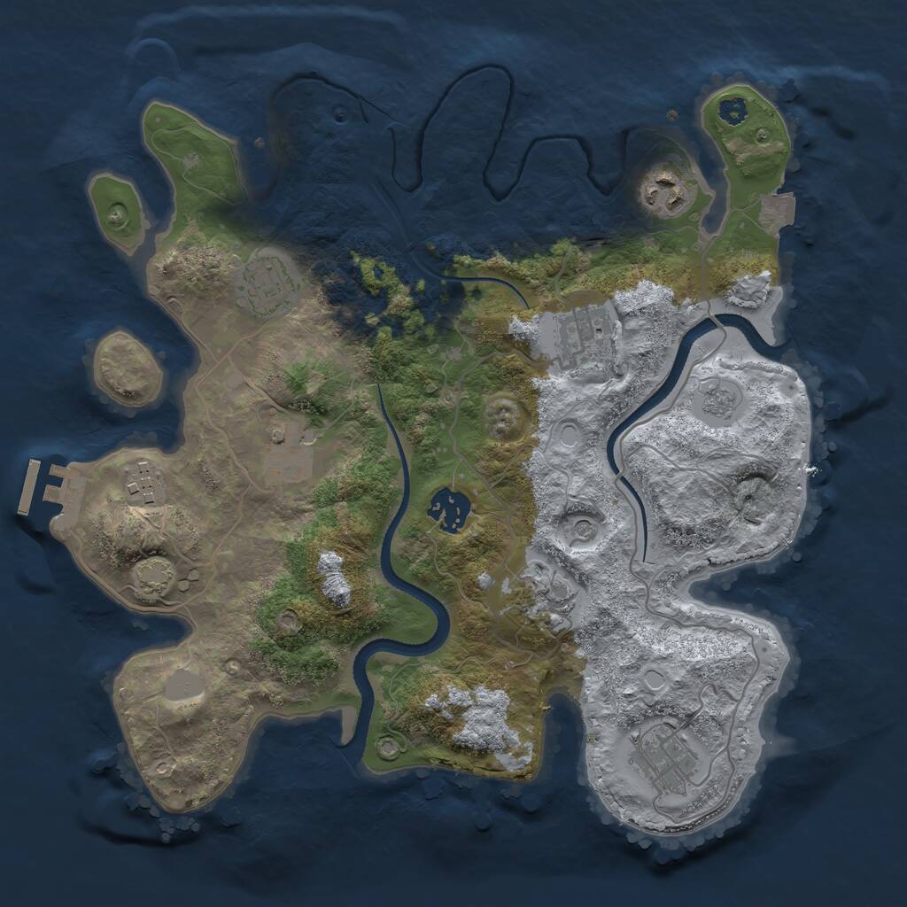 Rust Map: Procedural Map, Size: 3250, Seed: 1779666544, 13 Monuments