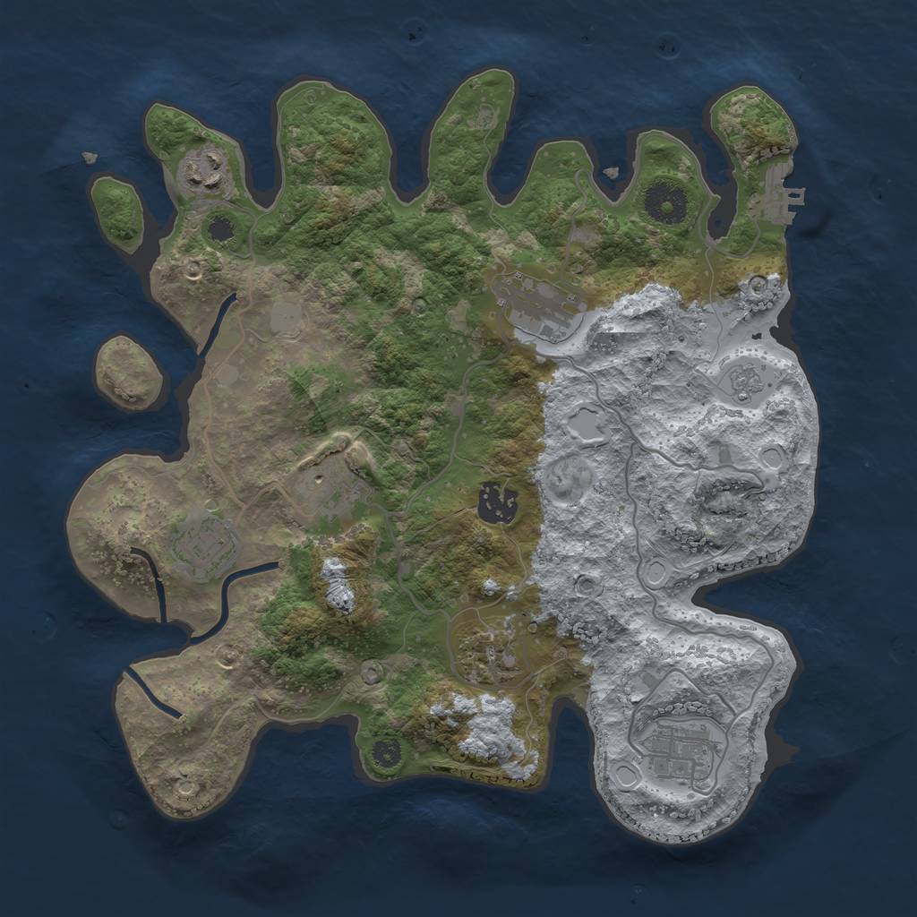 Rust Map: Procedural Map, Size: 3250, Seed: 1779666544, 14 Monuments