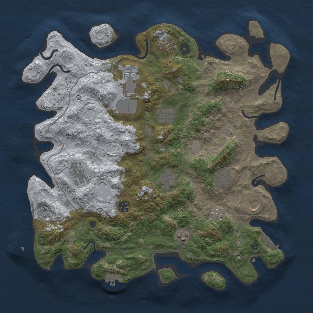 Rust Map: Procedural Map, Size: 4000, Seed: 795063885, 19 Monuments