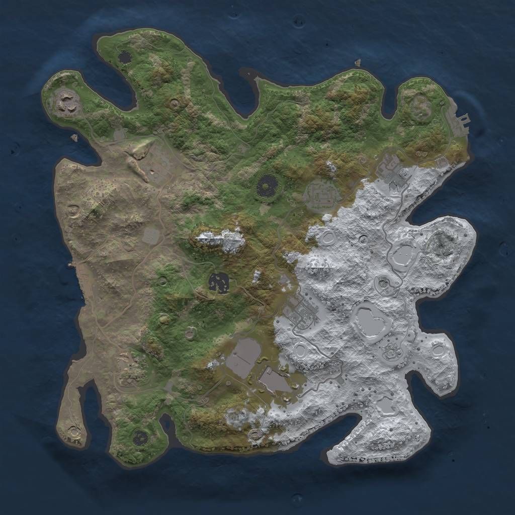 Rust Map: Procedural Map, Size: 3500, Seed: 2106423863, 17 Monuments