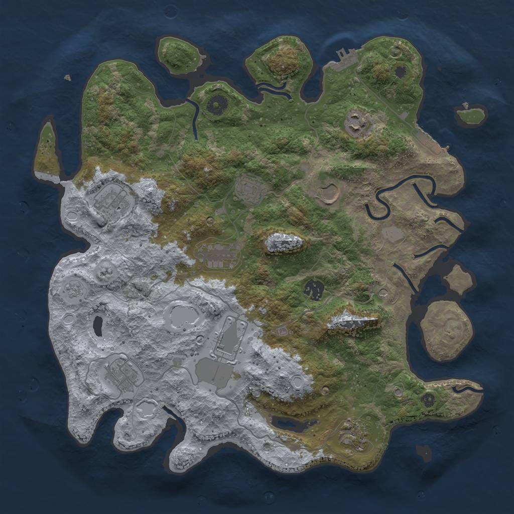 Rust Map: Procedural Map, Size: 3800, Seed: 2035665113, 18 Monuments