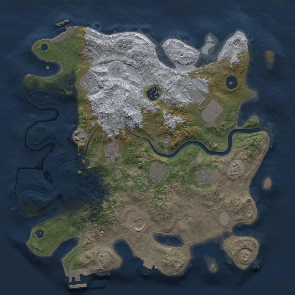 Rust Map: Procedural Map, Size: 3500, Seed: 724381, 15 Monuments