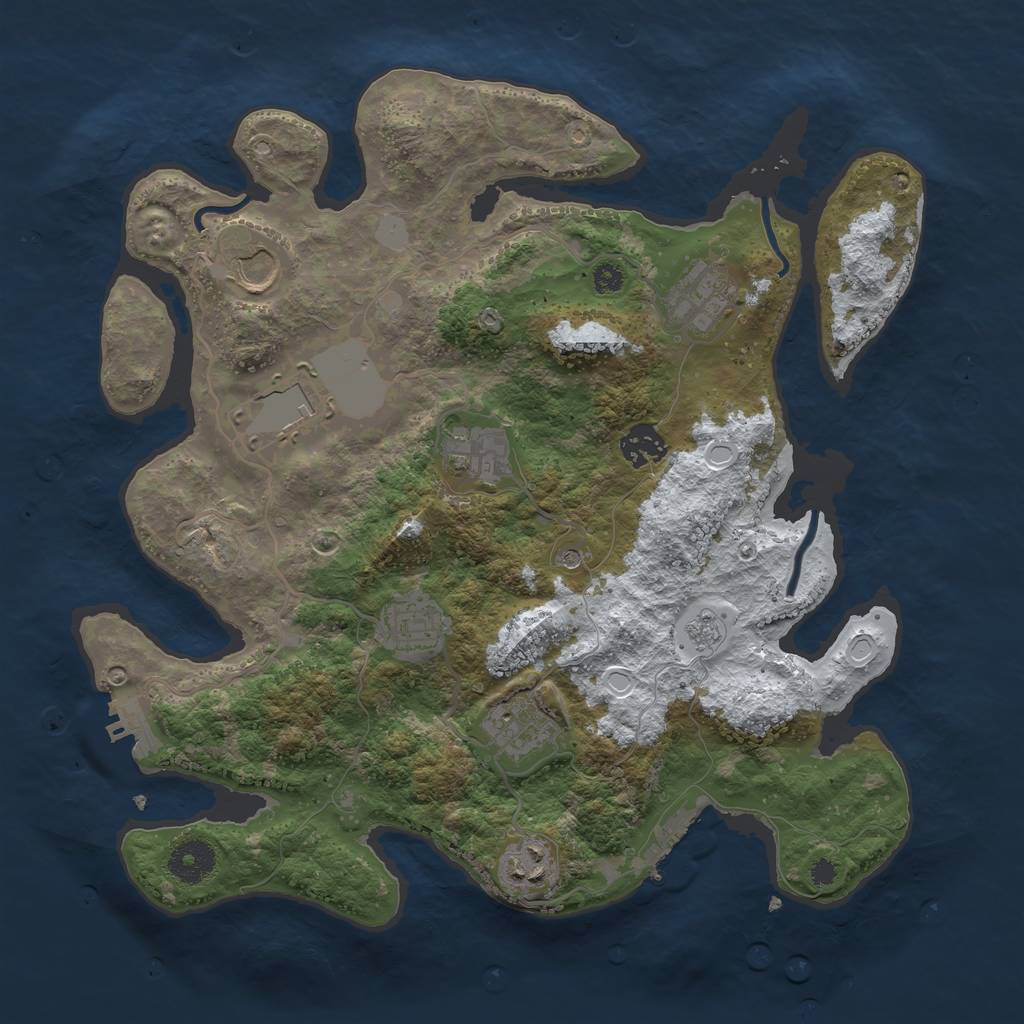 Rust Map: Procedural Map, Size: 3500, Seed: 664327765, 17 Monuments