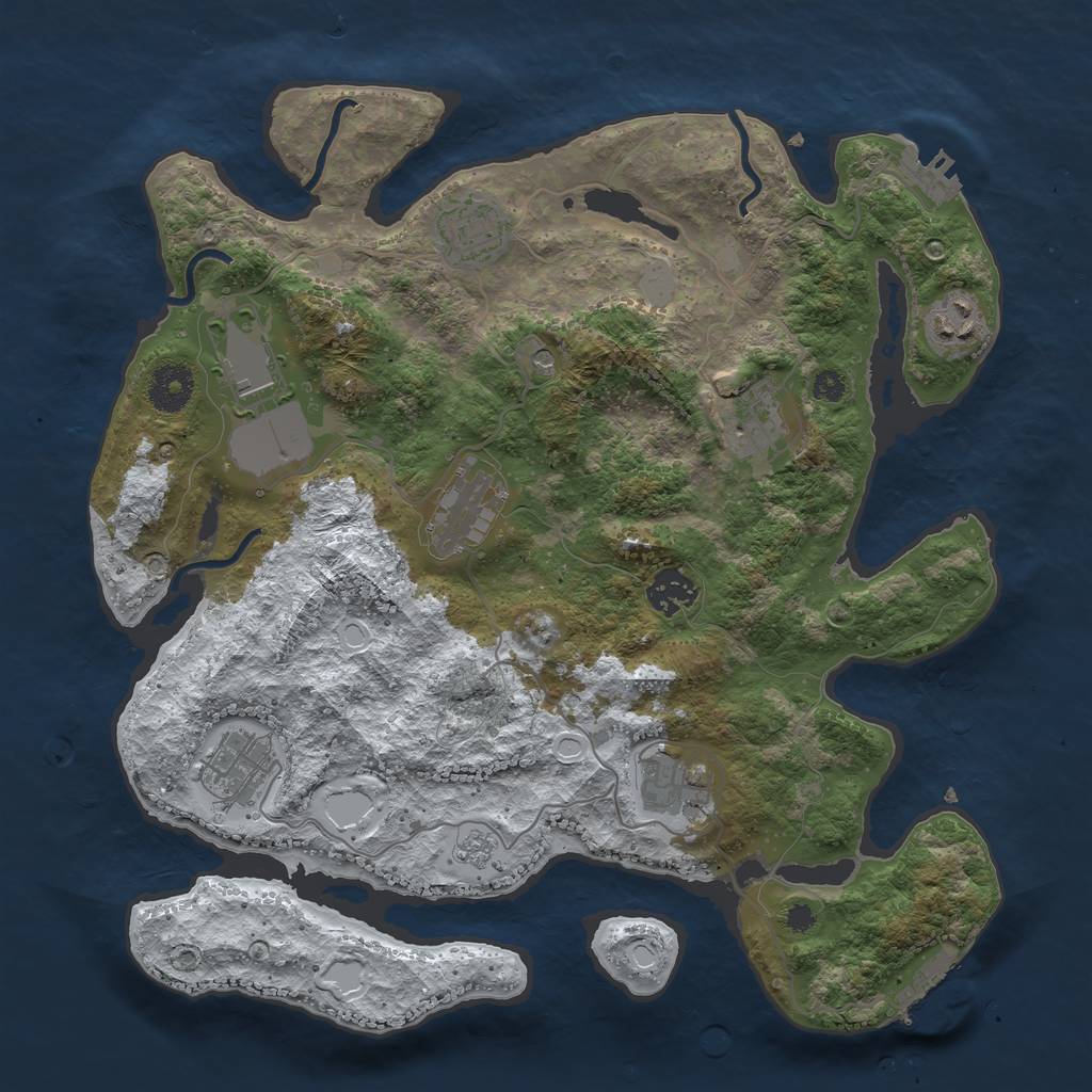 Rust Map: Procedural Map, Size: 3500, Seed: 18265868, 17 Monuments