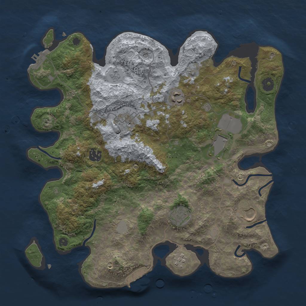 Rust Map: Procedural Map, Size: 3500, Seed: 121211732, 16 Monuments