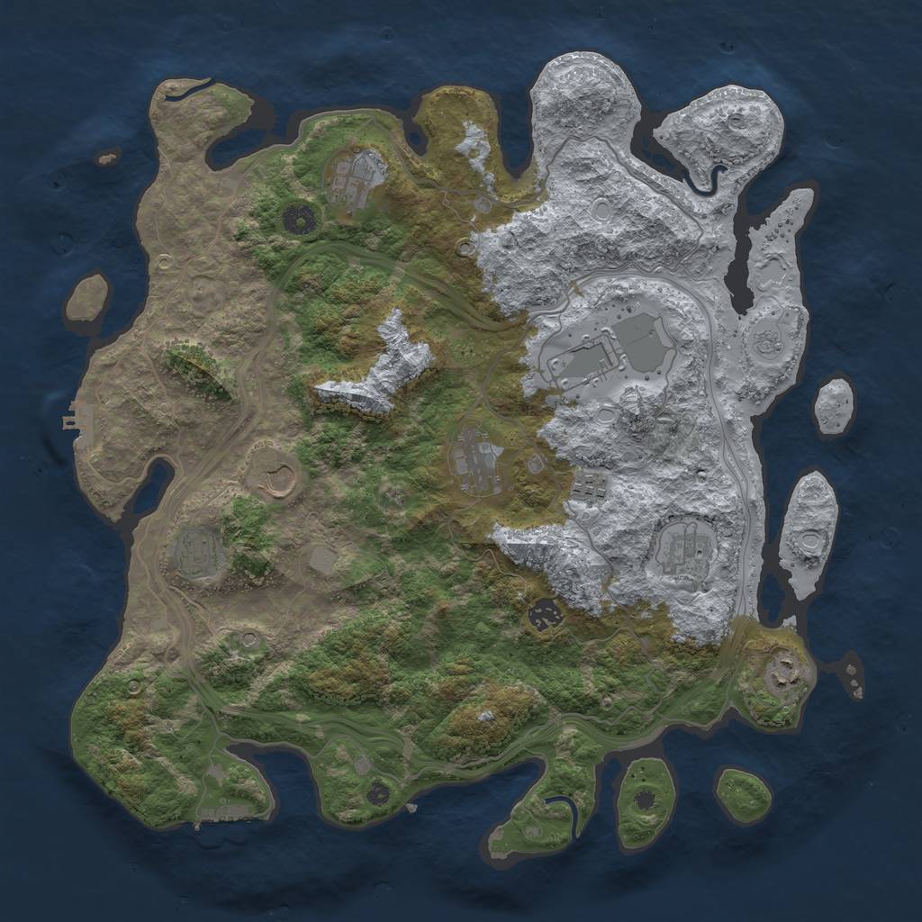 Rust Map: Procedural Map, Size: 4250, Seed: 1497453444, 18 Monuments