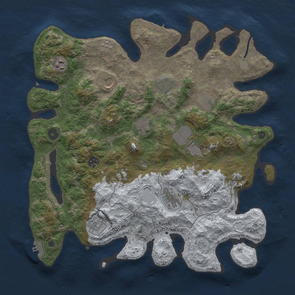 Rust Map: Procedural Map, Size: 4000, Seed: 1151339642, 19 Monuments