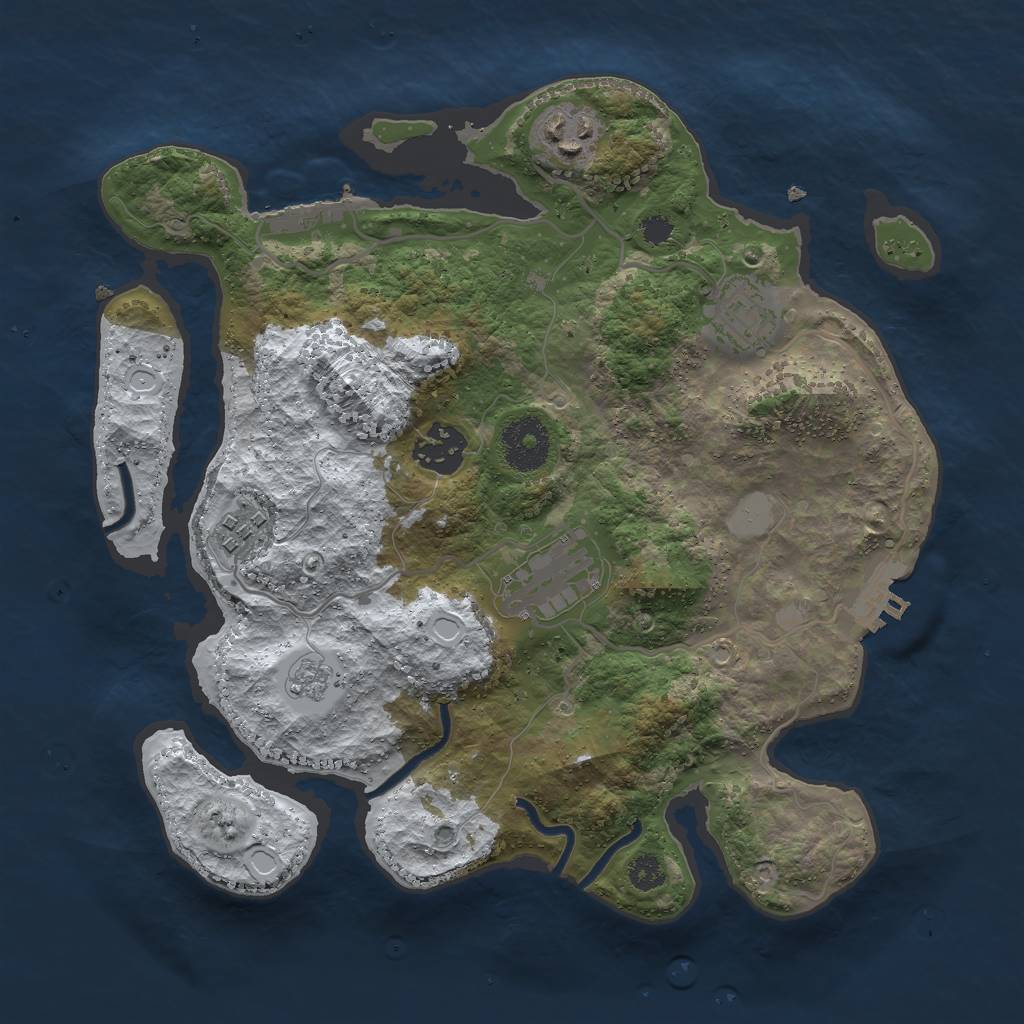 Rust Map: Procedural Map, Size: 3000, Seed: 1762028538, 13 Monuments