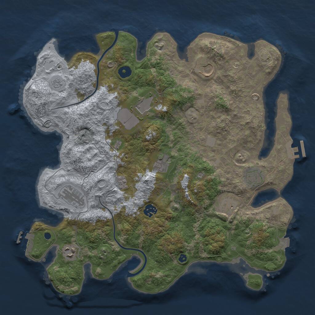 Rust Map: Procedural Map, Size: 3800, Seed: 1025264492, 15 Monuments