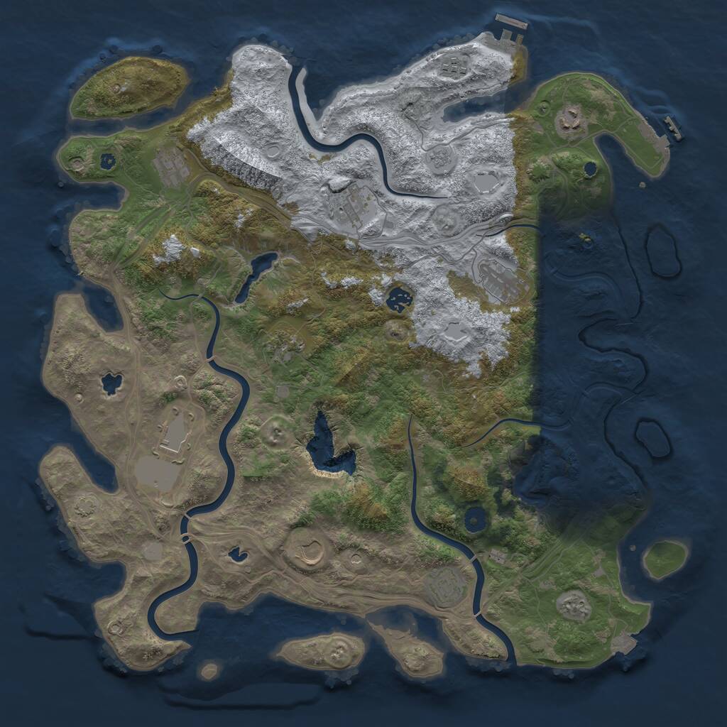 Rust Map: Procedural Map, Size: 4500, Seed: 10133190, 16 Monuments