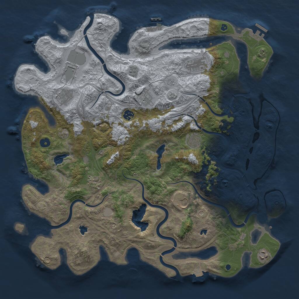 Rust Map: Procedural Map, Size: 4500, Seed: 1861041195, 16 Monuments