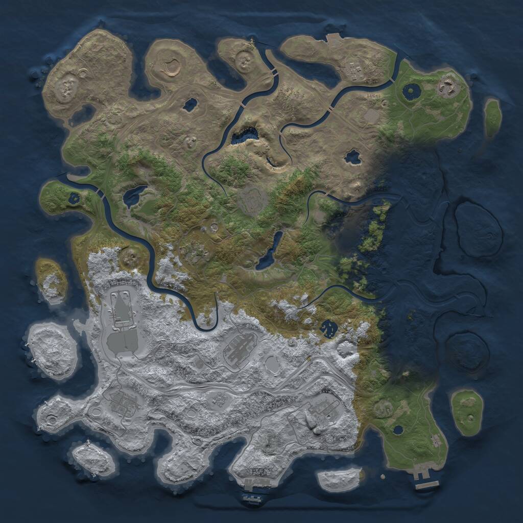 Rust Map: Procedural Map, Size: 4500, Seed: 1266305107, 17 Monuments