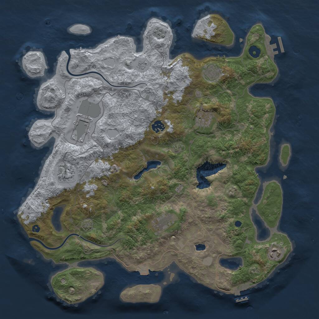 Rust Map: Procedural Map, Size: 4000, Seed: 9280077, 14 Monuments