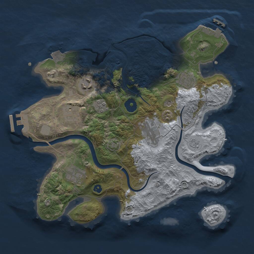 Rust Map: Procedural Map, Size: 3000, Seed: 21339, 12 Monuments