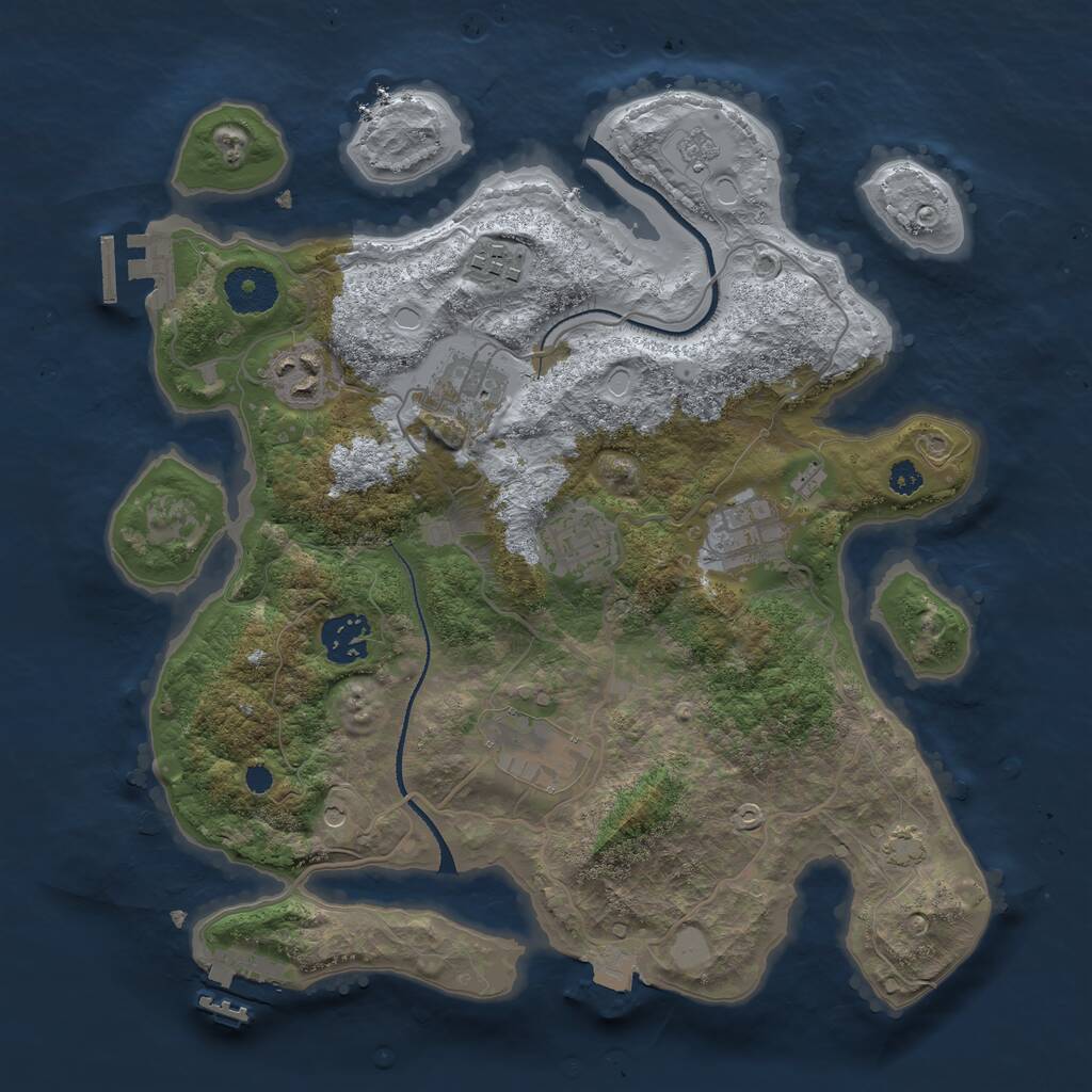 Rust Map: Procedural Map, Size: 3250, Seed: 1512183398, 13 Monuments