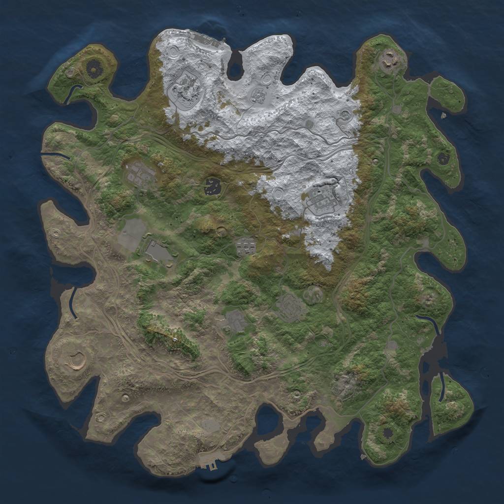 Rust Map: Procedural Map, Size: 4250, Seed: 2124799561, 19 Monuments