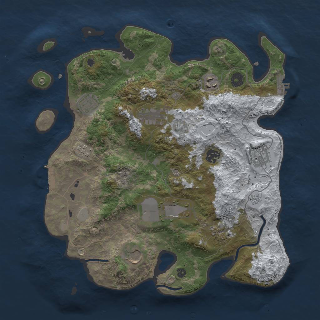 Rust Map: Procedural Map, Size: 3500, Seed: 13748251, 18 Monuments