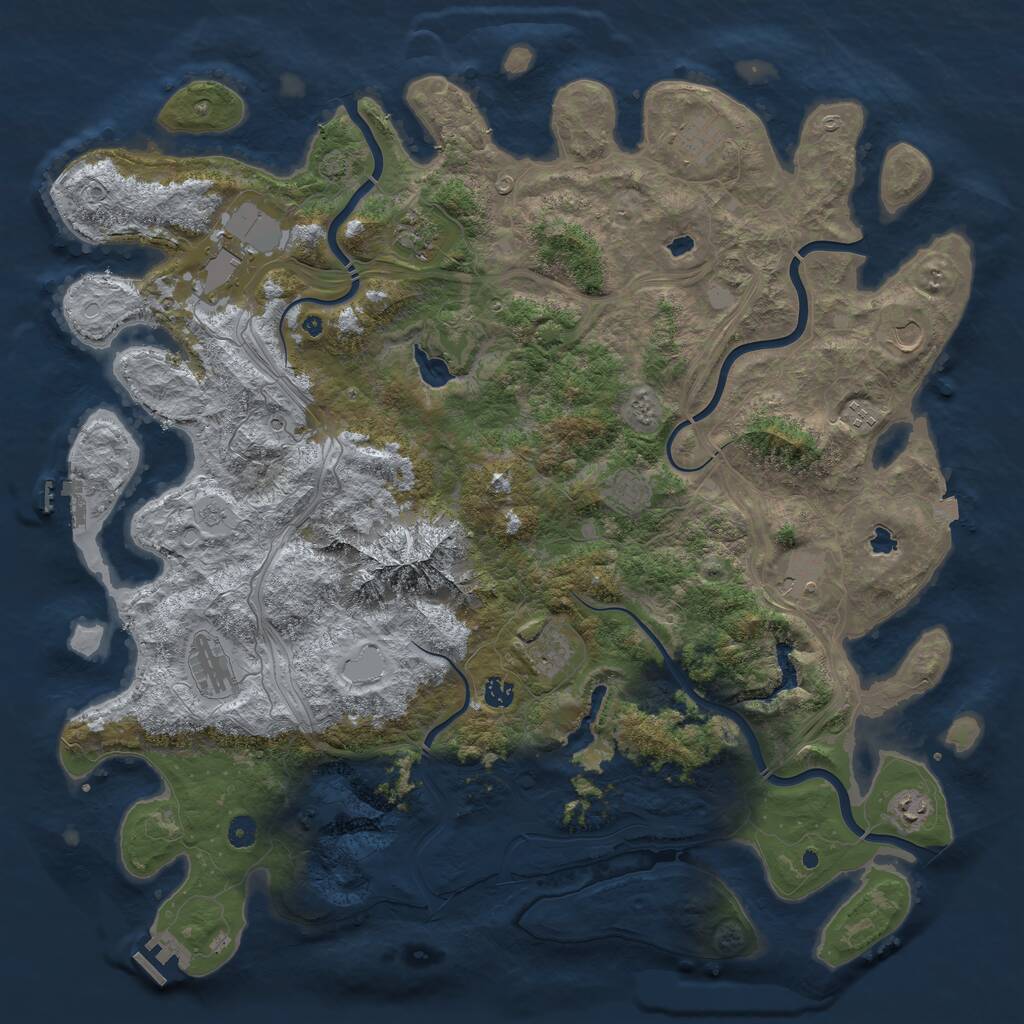 Rust Map: Procedural Map, Size: 5000, Seed: 145, 17 Monuments