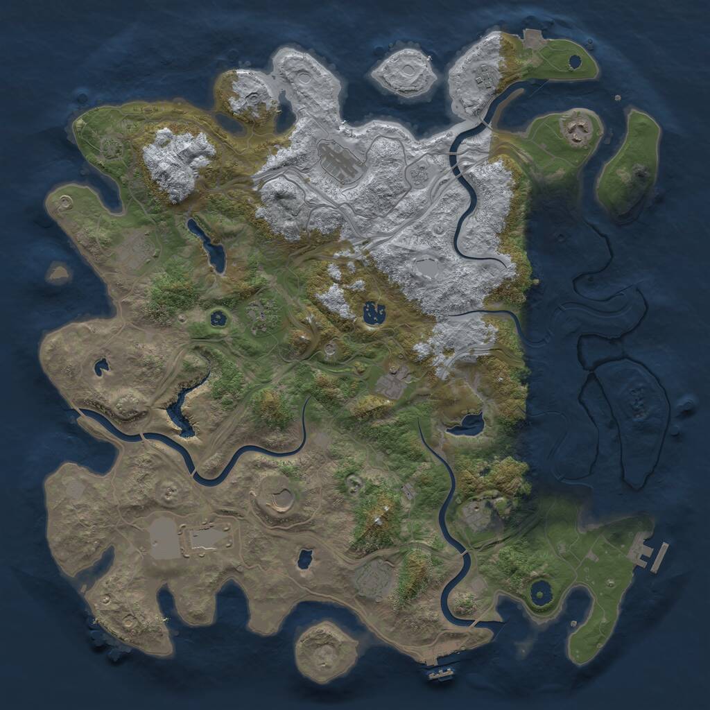Rust Map: Procedural Map, Size: 4500, Seed: 27843, 17 Monuments