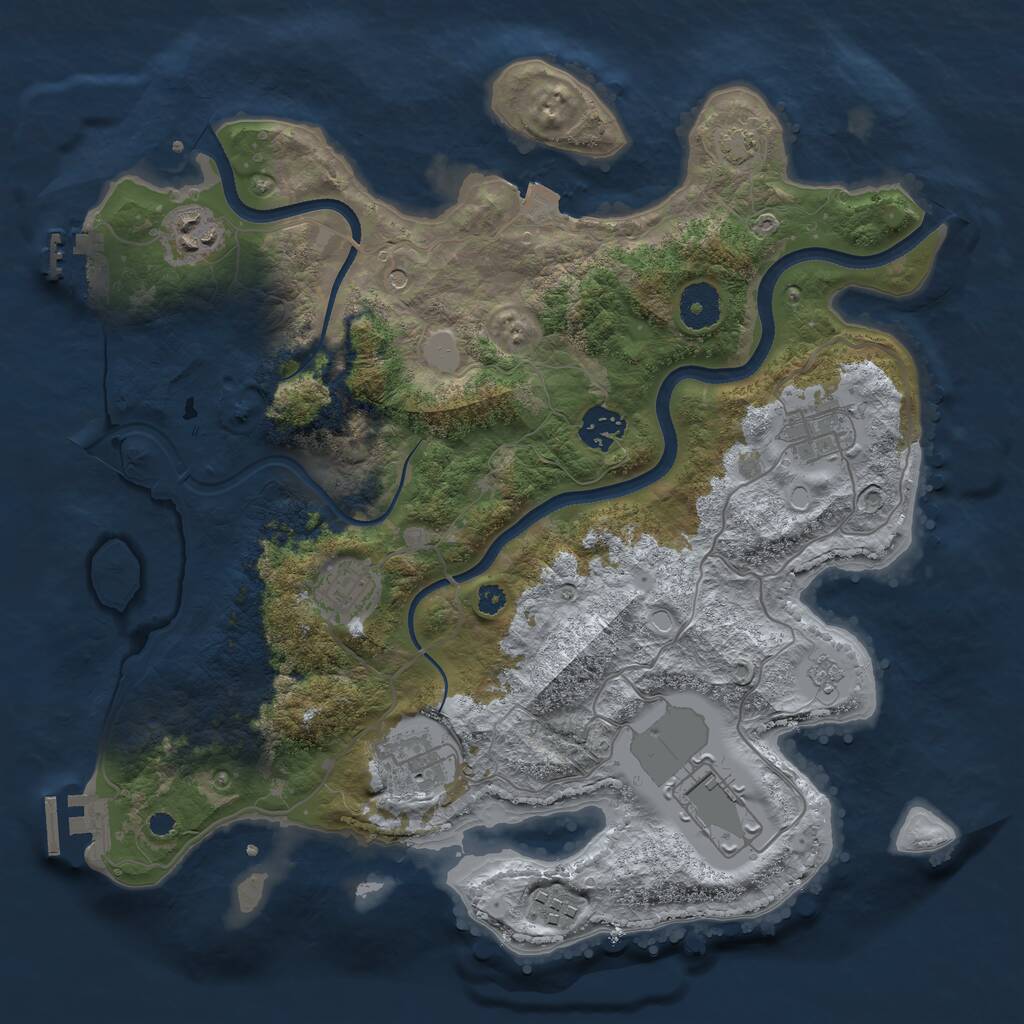Rust Map: Procedural Map, Size: 3500, Seed: 92732529, 13 Monuments