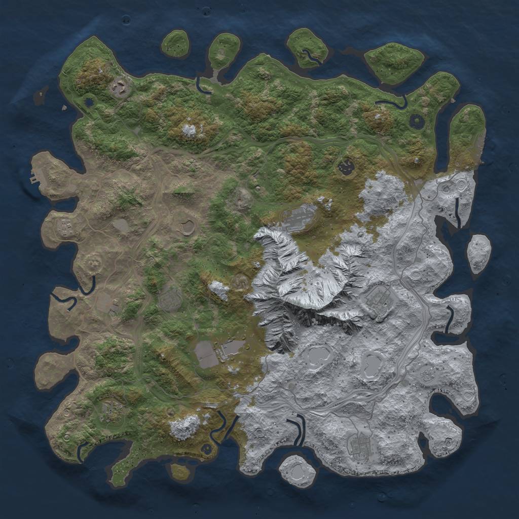Rust Map: Procedural Map, Size: 5000, Seed: 1887075941, 18 Monuments