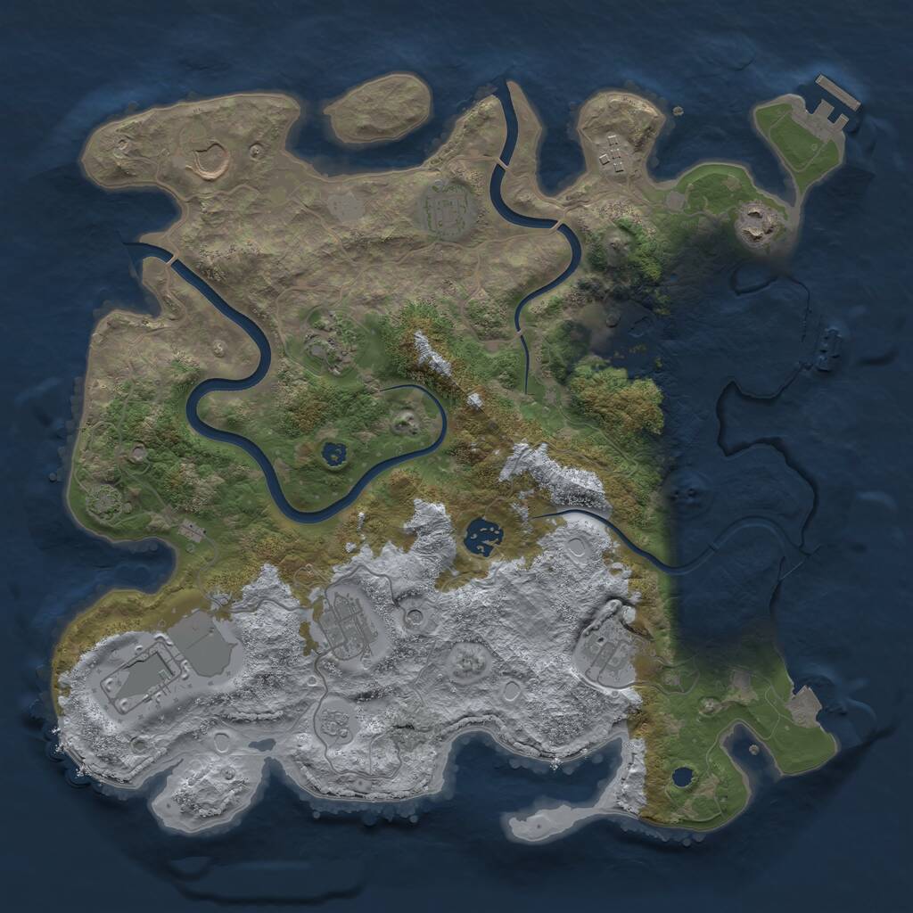 Rust Map: Procedural Map, Size: 3700, Seed: 785328669, 16 Monuments