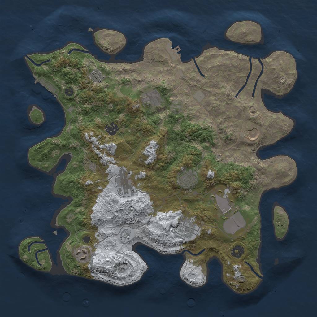 Rust Map: Procedural Map, Size: 3700, Seed: 758763909, 18 Monuments