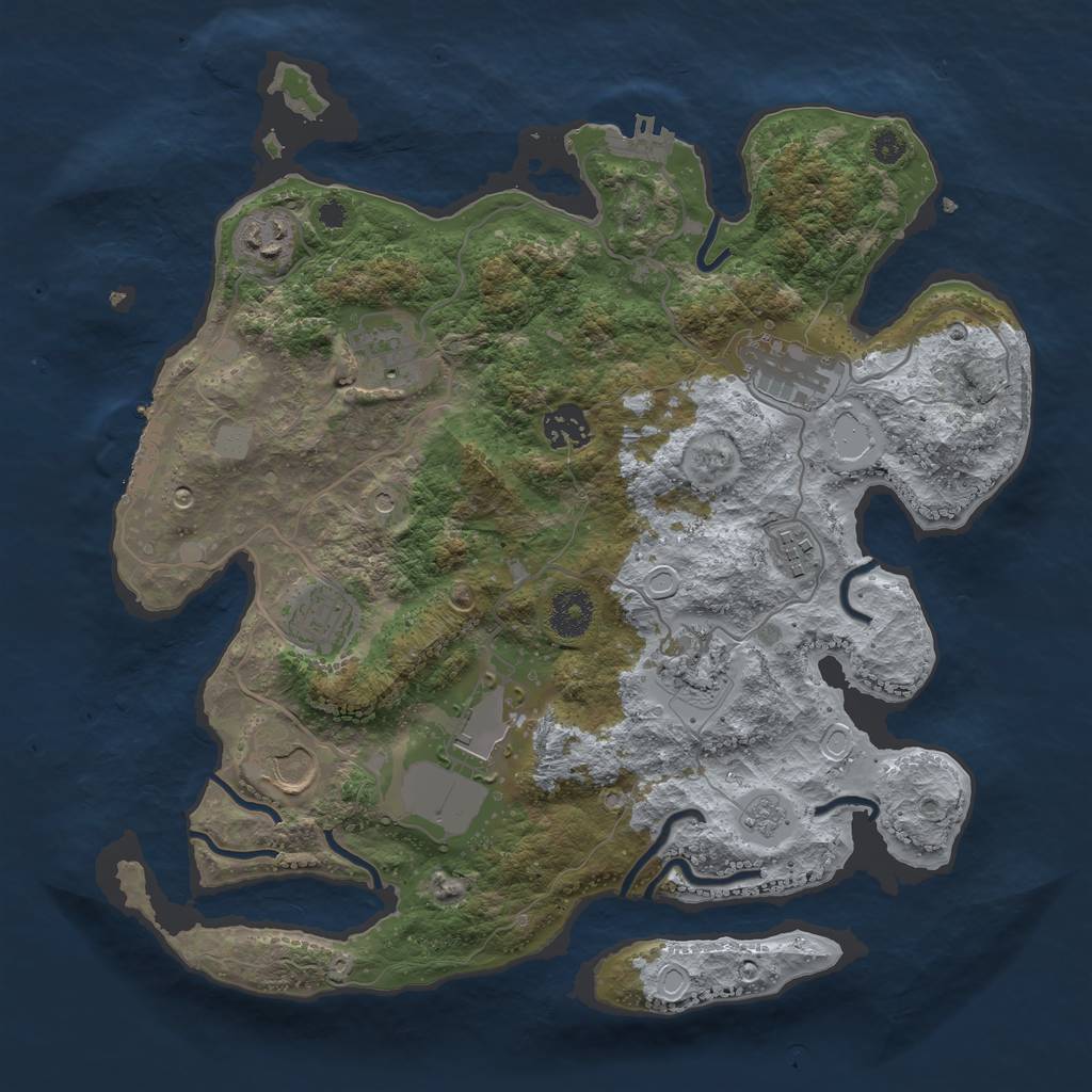 Rust Map: Procedural Map, Size: 3500, Seed: 1791988, 18 Monuments
