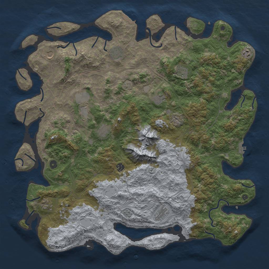 Rust Map: Procedural Map, Size: 5000, Seed: 102831100, 20 Monuments