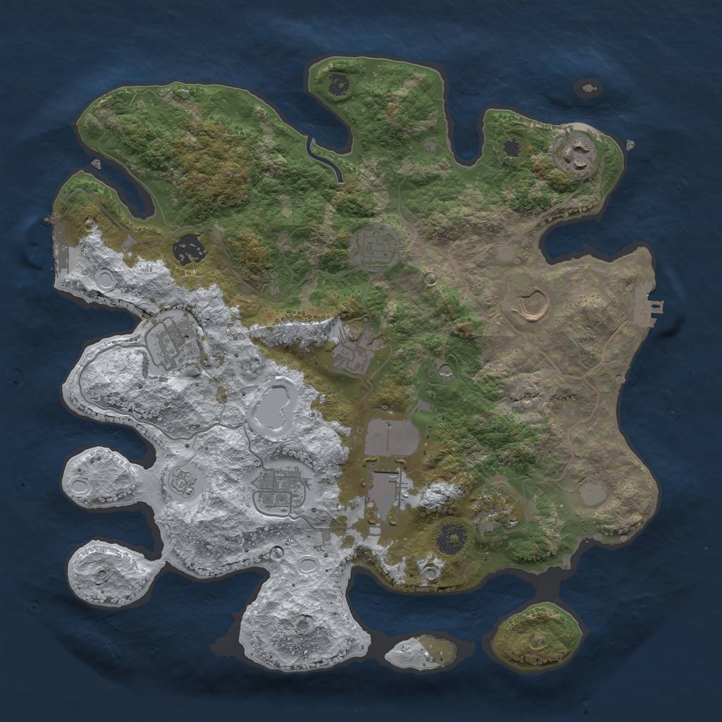 Rust Map: Procedural Map, Size: 3500, Seed: 58469120, 18 Monuments