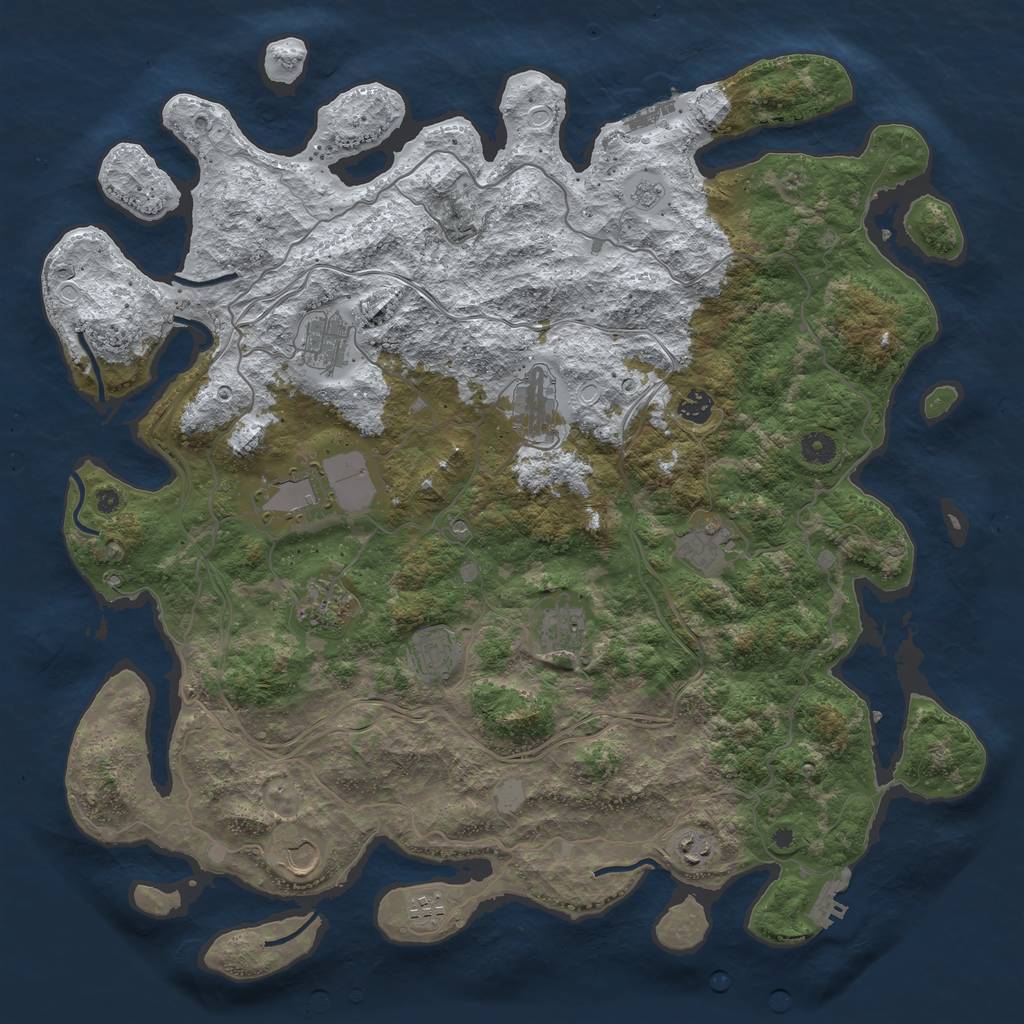 Rust Map: Procedural Map, Size: 4500, Seed: 1372121825, 20 Monuments