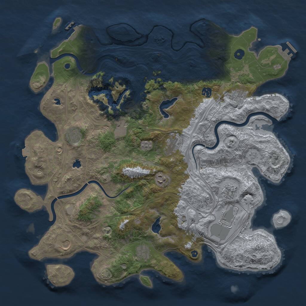Rust Map: Procedural Map, Size: 4500, Seed: 852208150, 17 Monuments