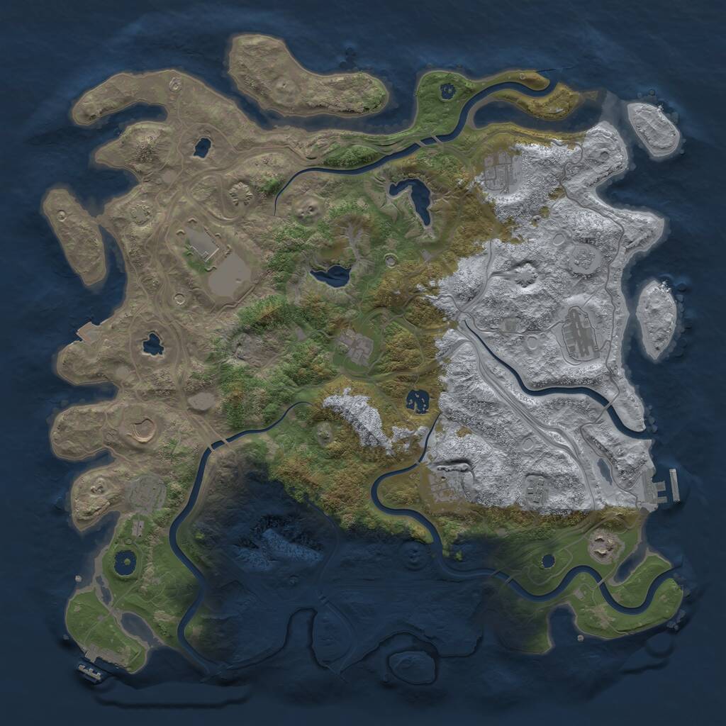 Rust Map: Procedural Map, Size: 4500, Seed: 887, 16 Monuments