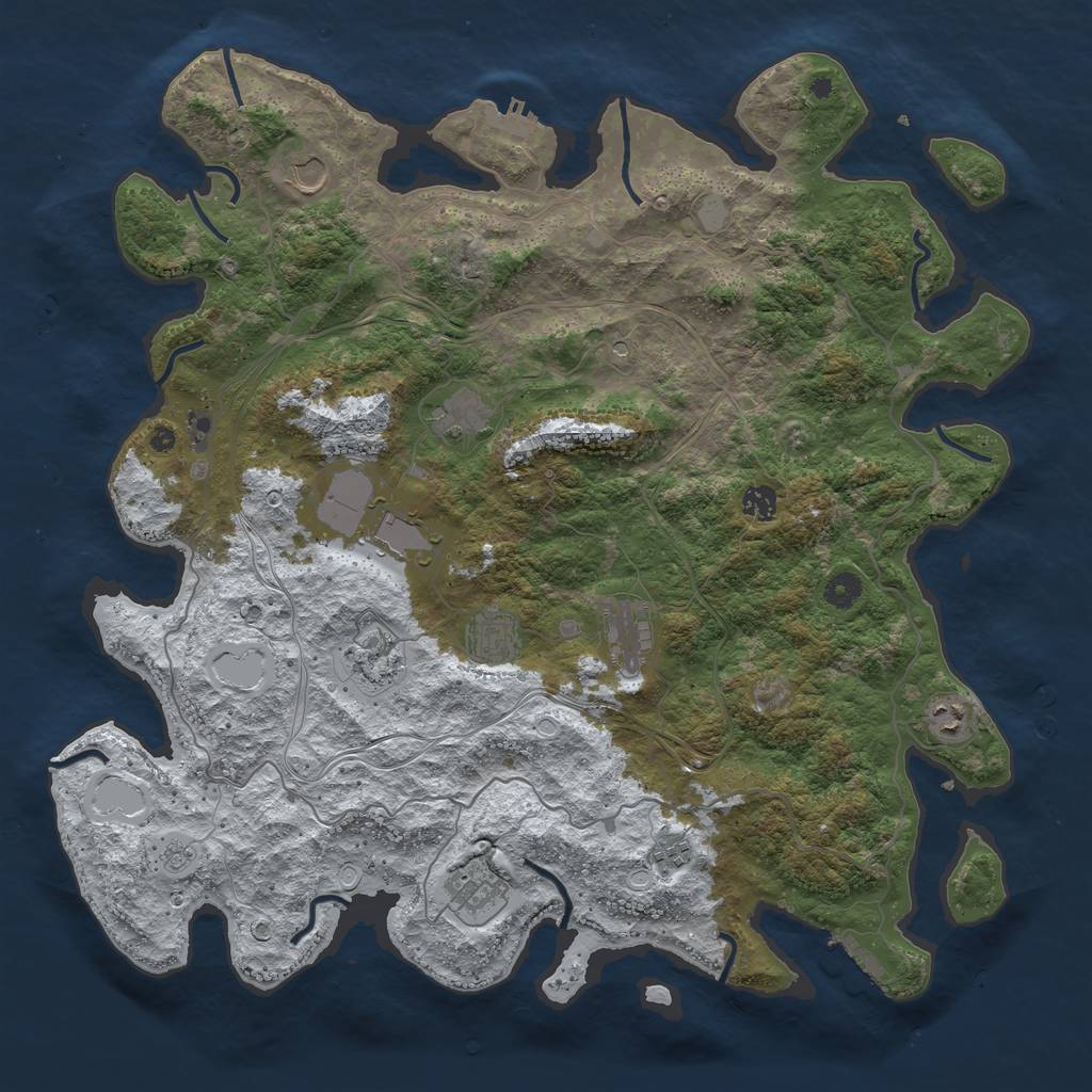 Rust Map: Procedural Map, Size: 4500, Seed: 1845696765, 19 Monuments