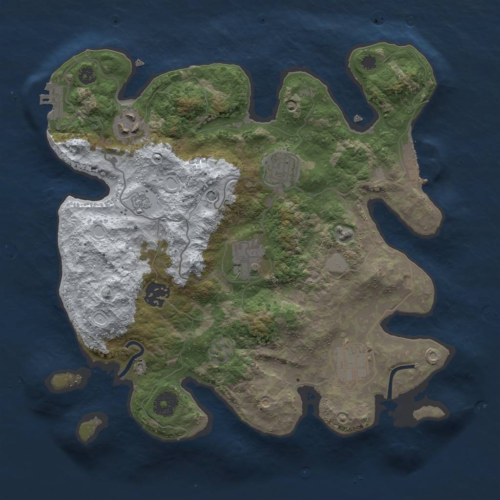 Rust Map: Procedural Map, Size: 3000, Seed: 25713503, 14 Monuments
