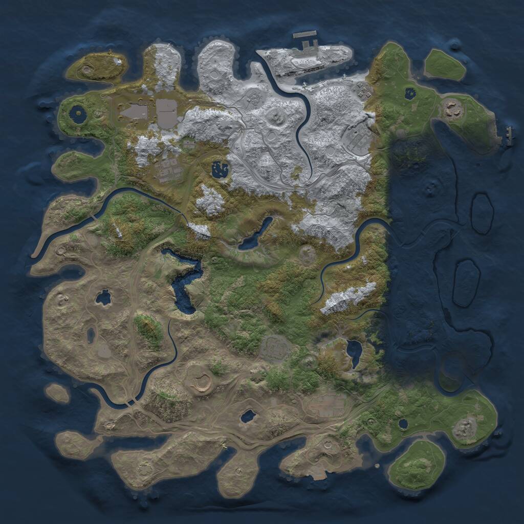 Rust Map: Procedural Map, Size: 4500, Seed: 11113321, 15 Monuments