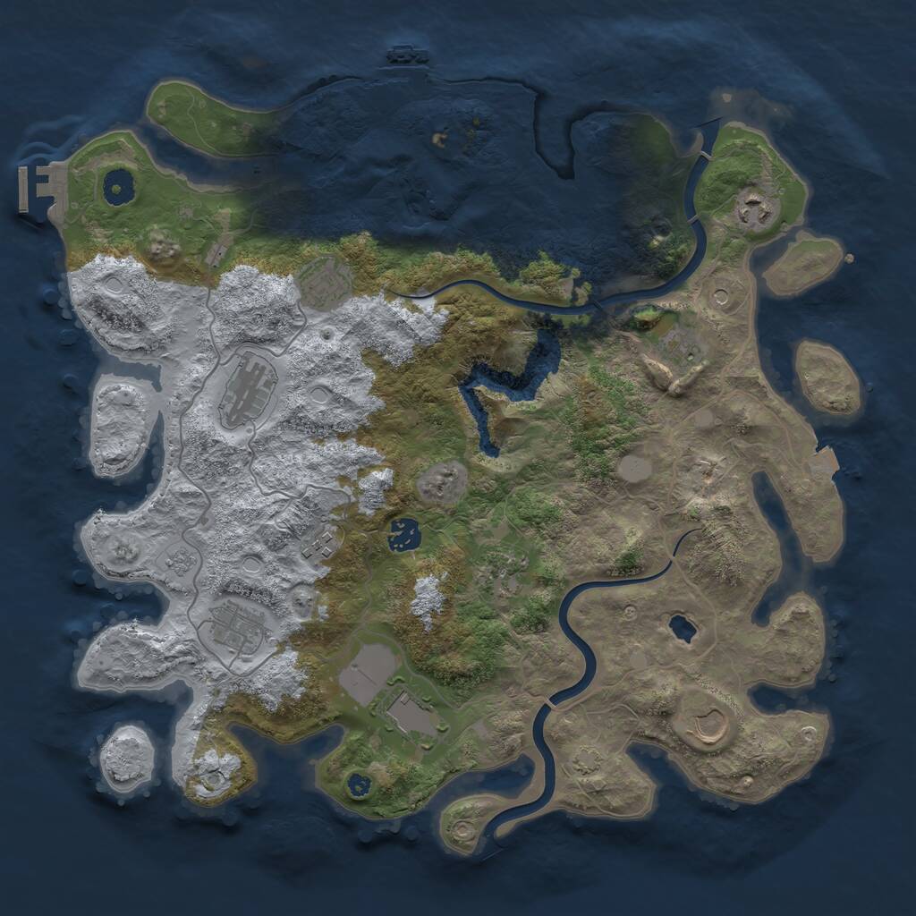 Rust Map: Procedural Map, Size: 4000, Seed: 1329, 16 Monuments