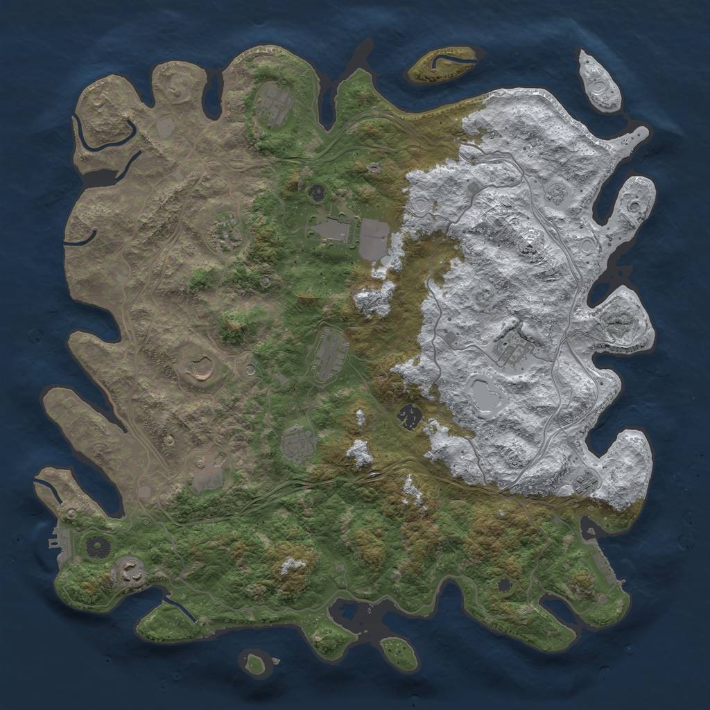 Rust Map: Procedural Map, Size: 4500, Seed: 2067774998, 20 Monuments