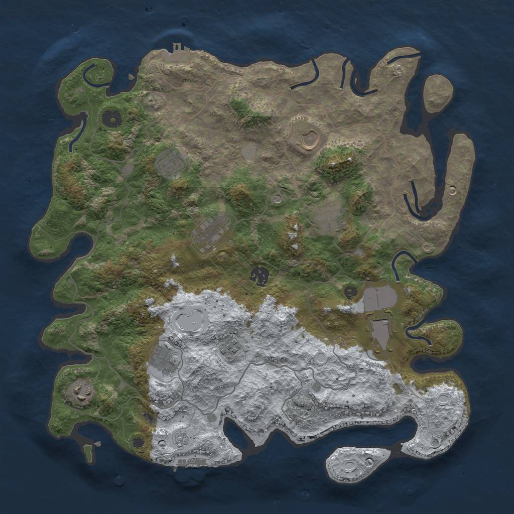 Rust Map: Procedural Map, Size: 4000, Seed: 974493560, 18 Monuments