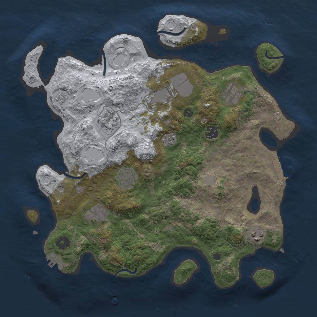 Rust Map: Procedural Map, Size: 3500, Seed: 1129704731, 17 Monuments