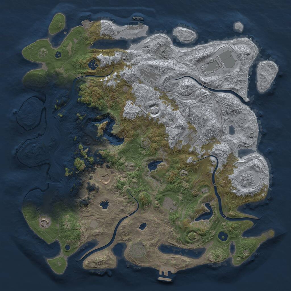 Rust Map: Procedural Map, Size: 4500, Seed: 1593499003, 16 Monuments