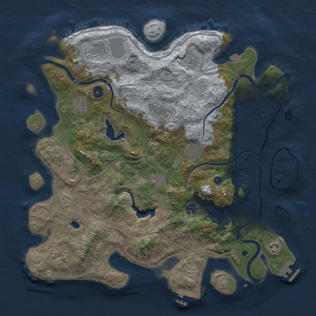 Rust Map: Procedural Map, Size: 4250, Seed: 1845873033, 17 Monuments