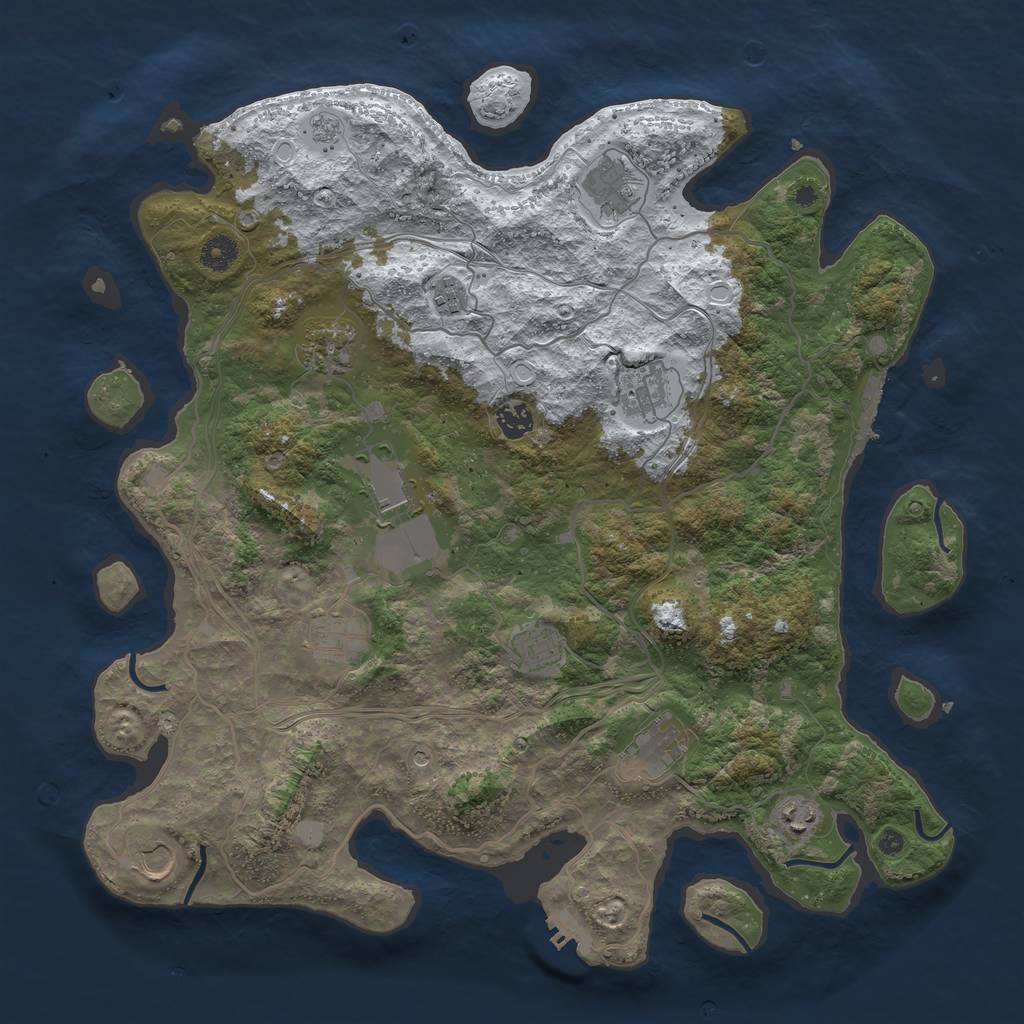 Rust Map: Procedural Map, Size: 4250, Seed: 1845873033, 20 Monuments