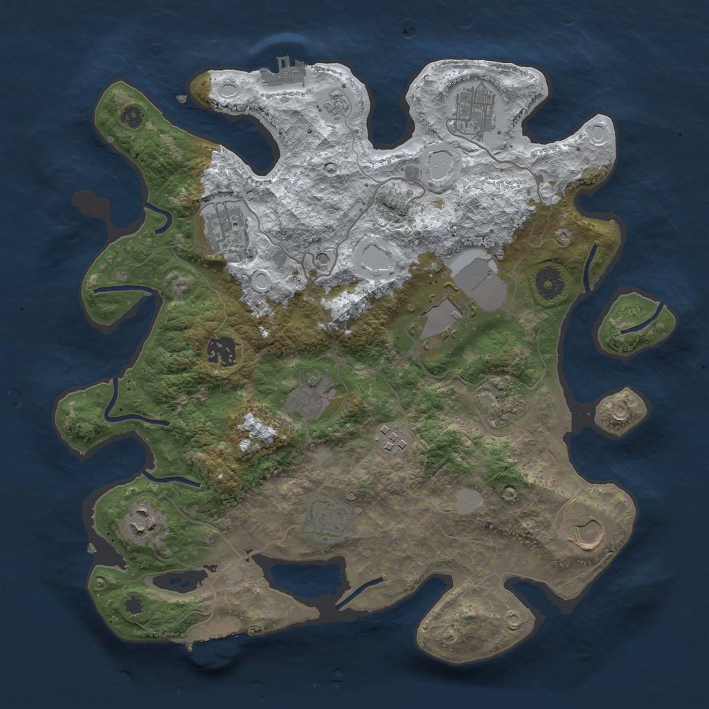 Rust Map: Procedural Map, Size: 3500, Seed: 1242474941, 19 Monuments